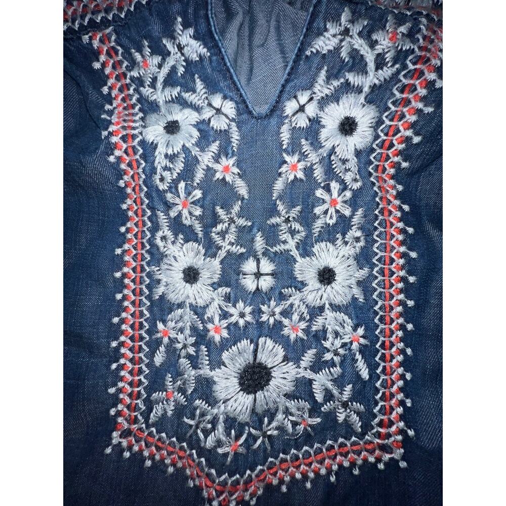 Talbots Chambray & Embroidered Tank Womens S - Picture 2 of 5